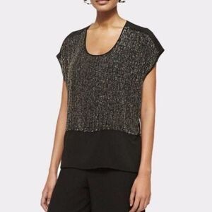 NWT Eileen Fisher Sequin Silk Top Petite